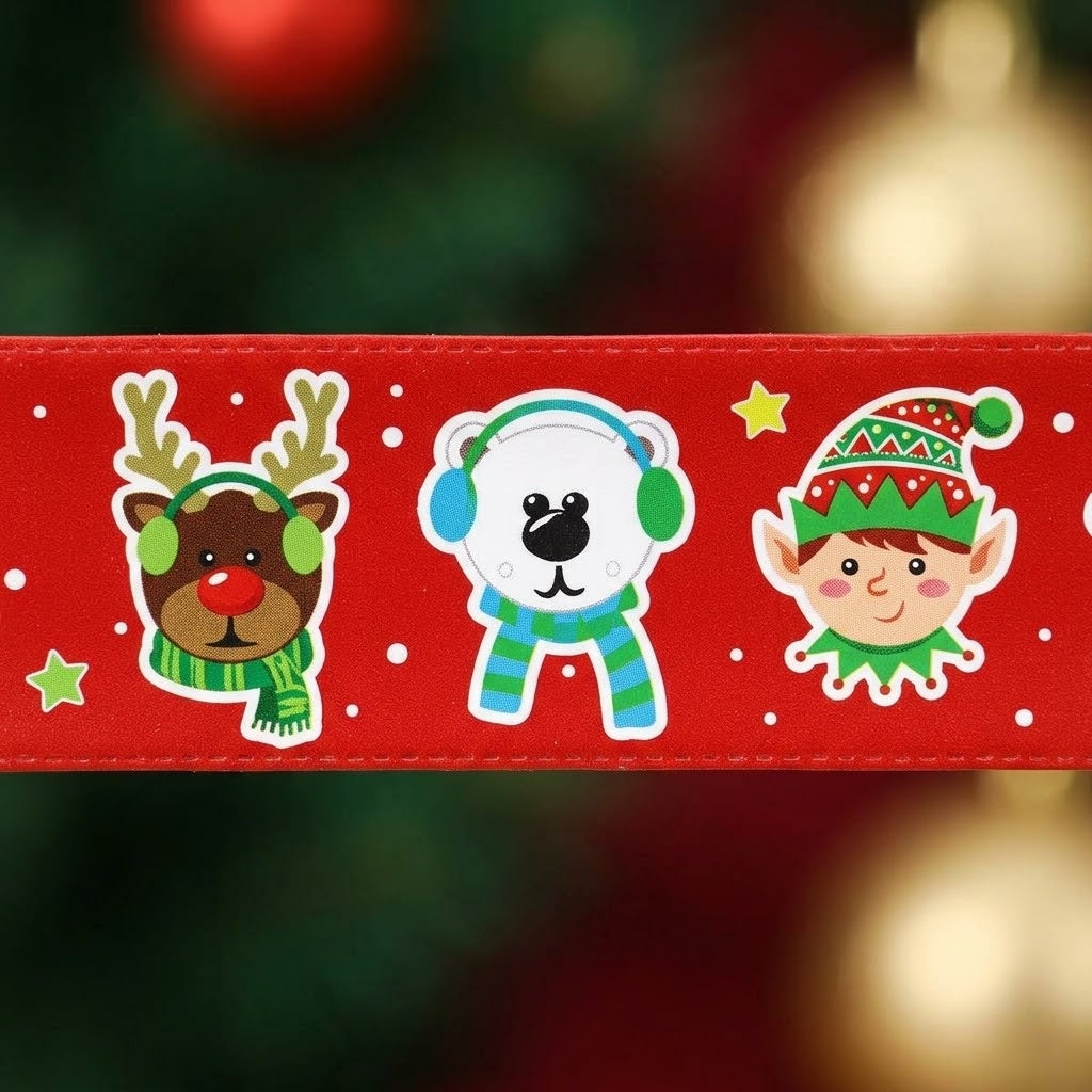 Christmas Slap Bracelet Festive Snap Band Favour - close-up