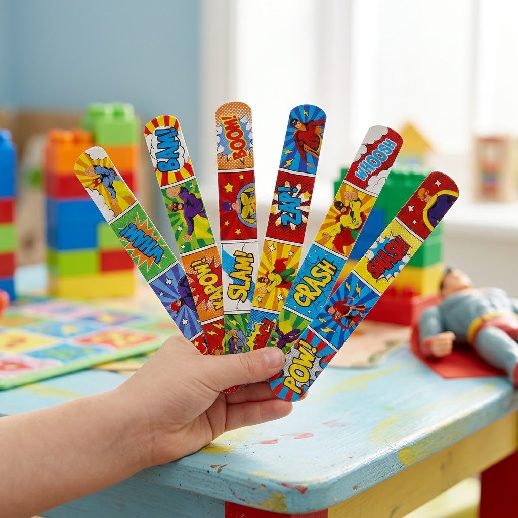 Superhero Slap Bracelet 22 cm Comic Snap Wristband - lifestyle photo