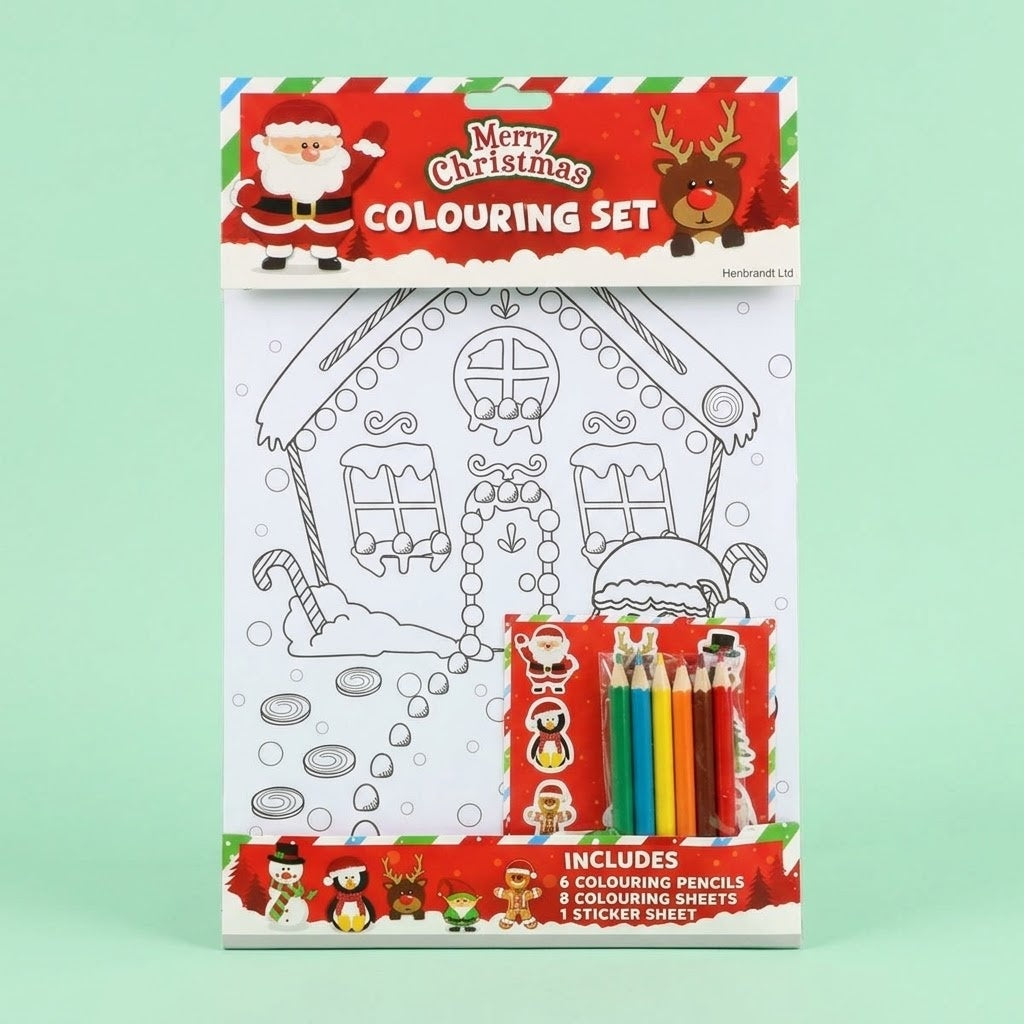 Christmas Colouring Kit with Pencils and Stickers A4 - studio photo