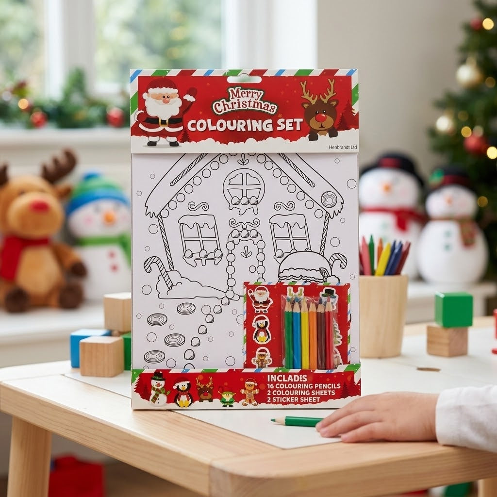 Christmas Colouring Kit with Pencils and Stickers A4 - lifestyle photo