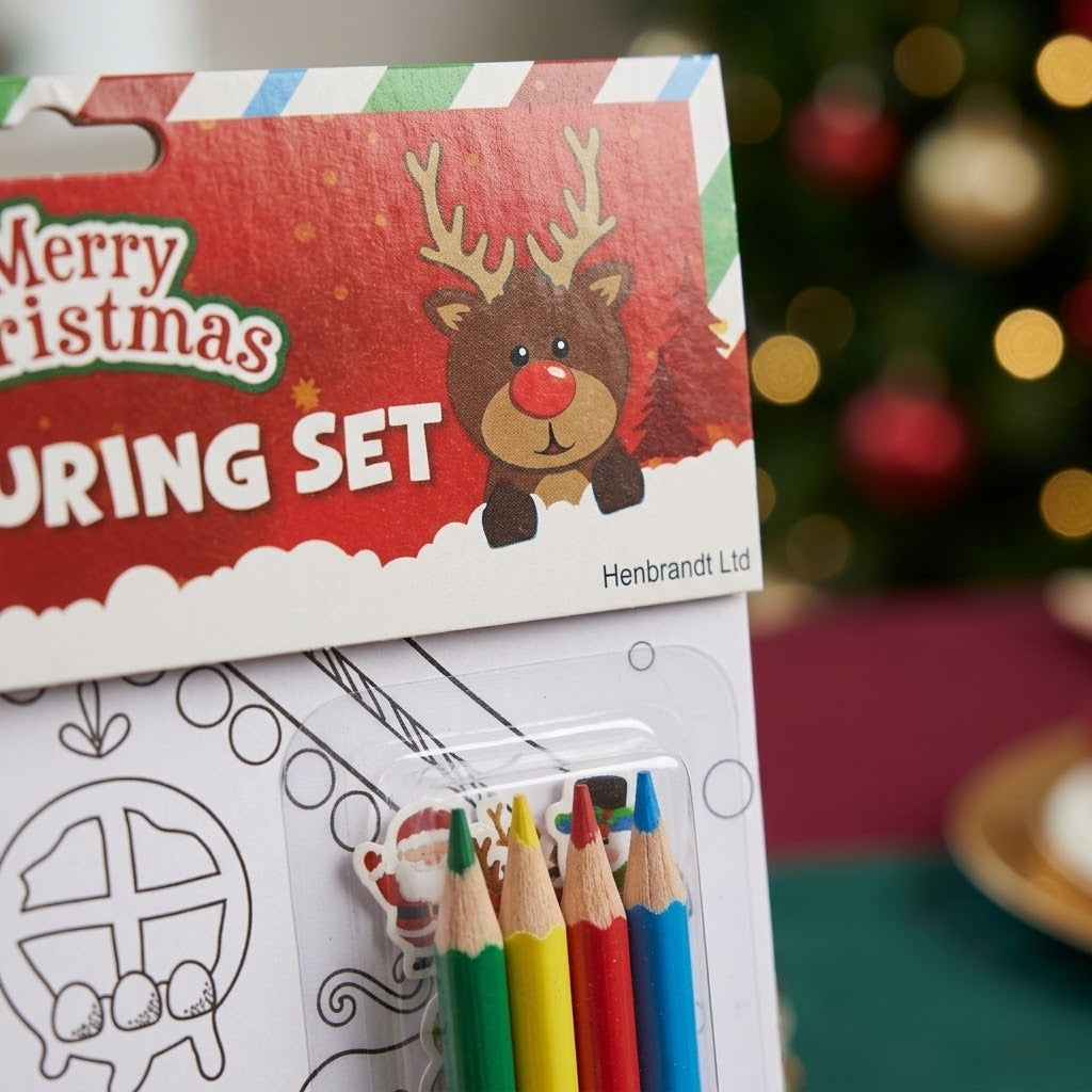 Christmas Colouring Kit with Pencils and Stickers A4 - close-up