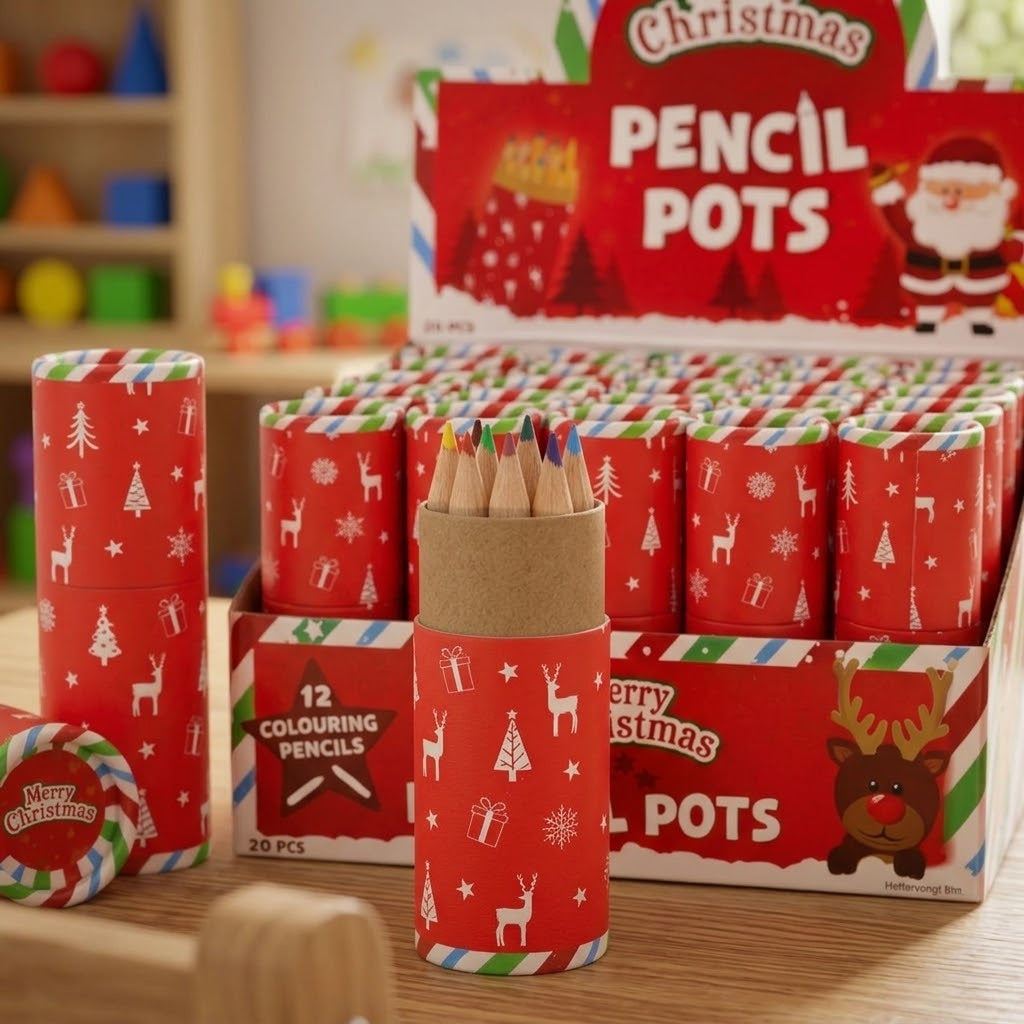 Christmas Coloured Pencils Tube of 12 - close-up