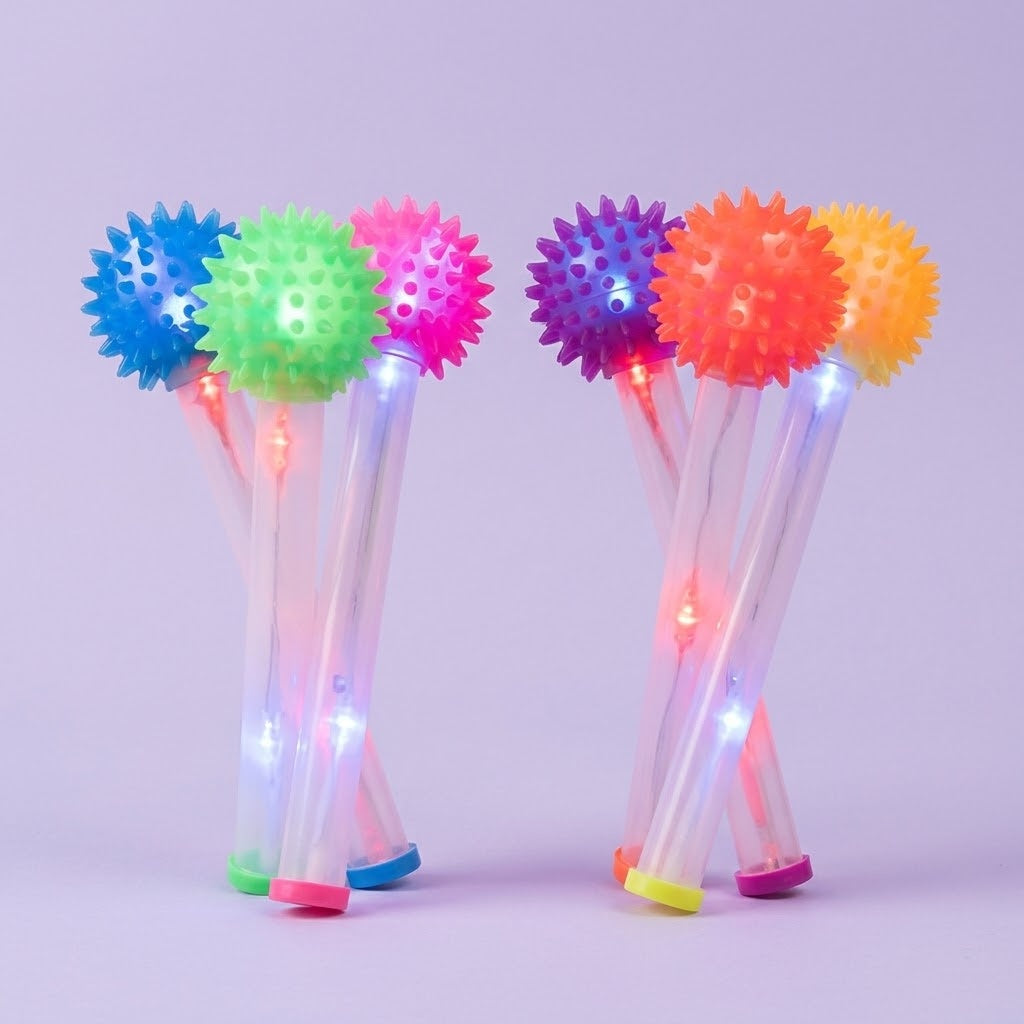 Light Up Wand with Spiky Ball Flashing Stick 22.5 cm - studio photo