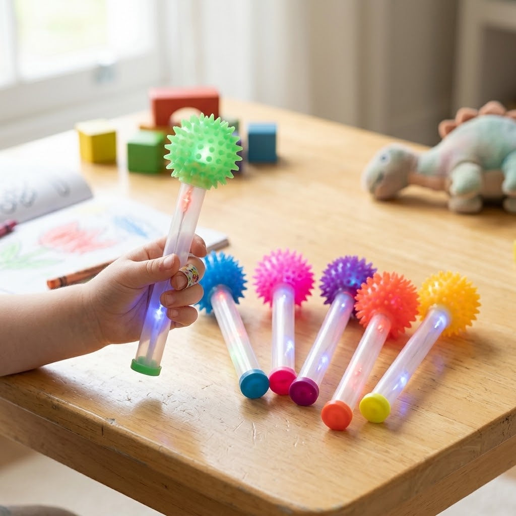 Light Up Wand with Spiky Ball Flashing Stick 22.5 cm - lifestyle photo