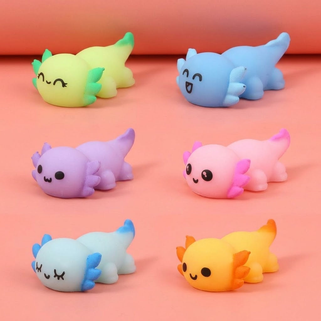 Sticky Squishy Axolotl 5.3 cm Mini Squeeze Toy - studio photo