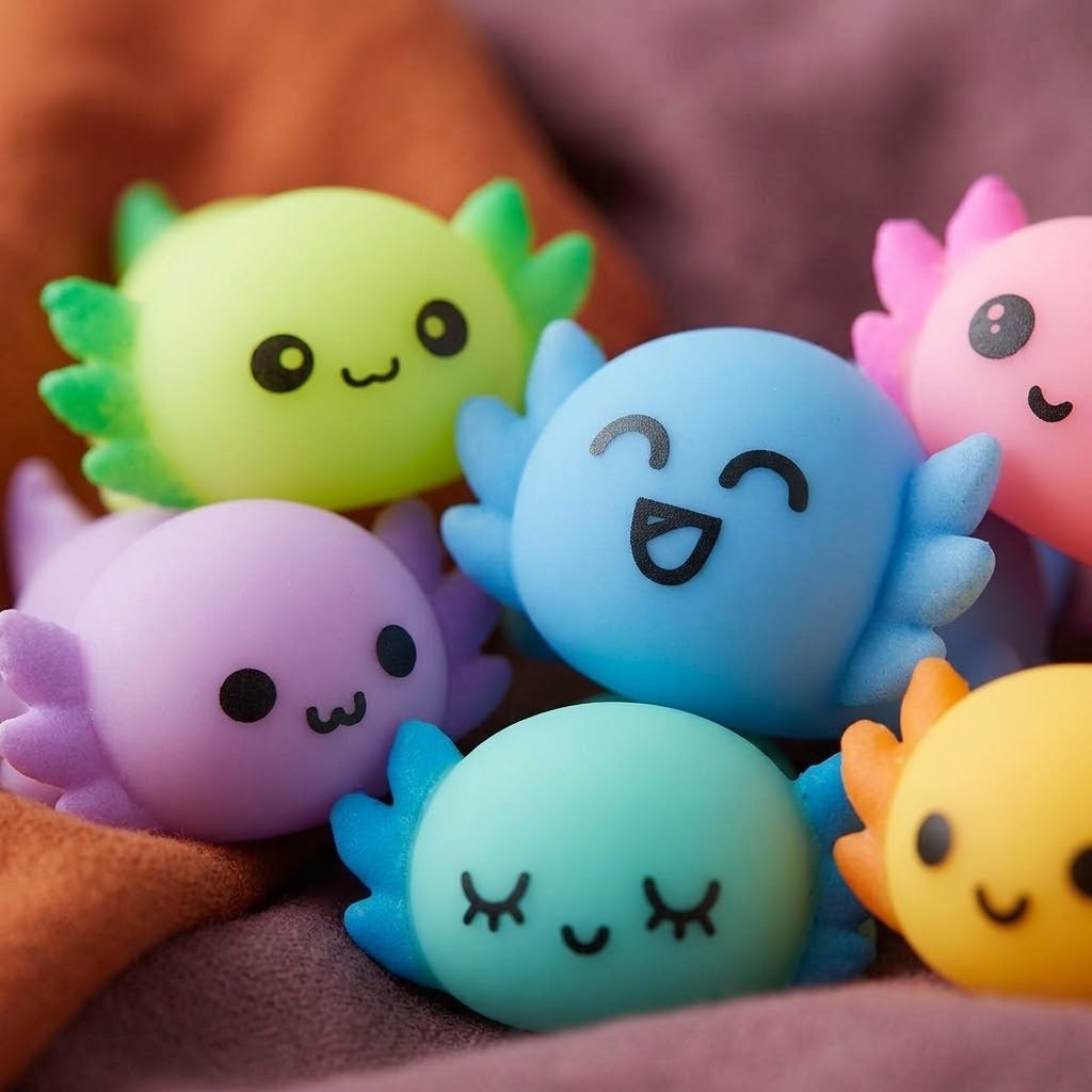 Sticky Squishy Axolotl 5.3 cm Mini Squeeze Toy - close-up