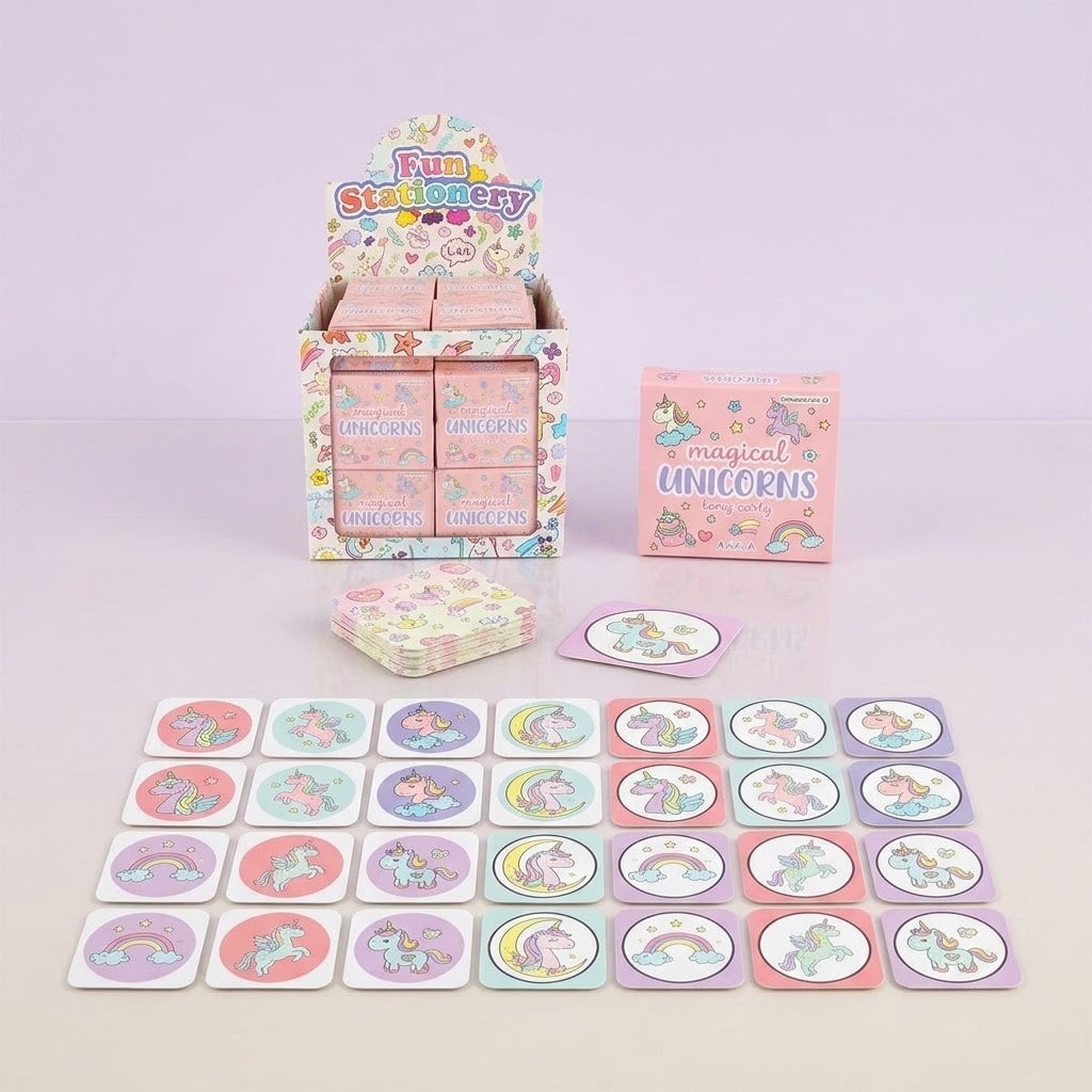 Mini Unicorn Memory Game 28 Cards Party Favour - studio photo