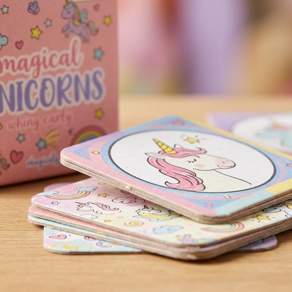 Mini Unicorn Memory Game 28 Cards Party Favour - close-up