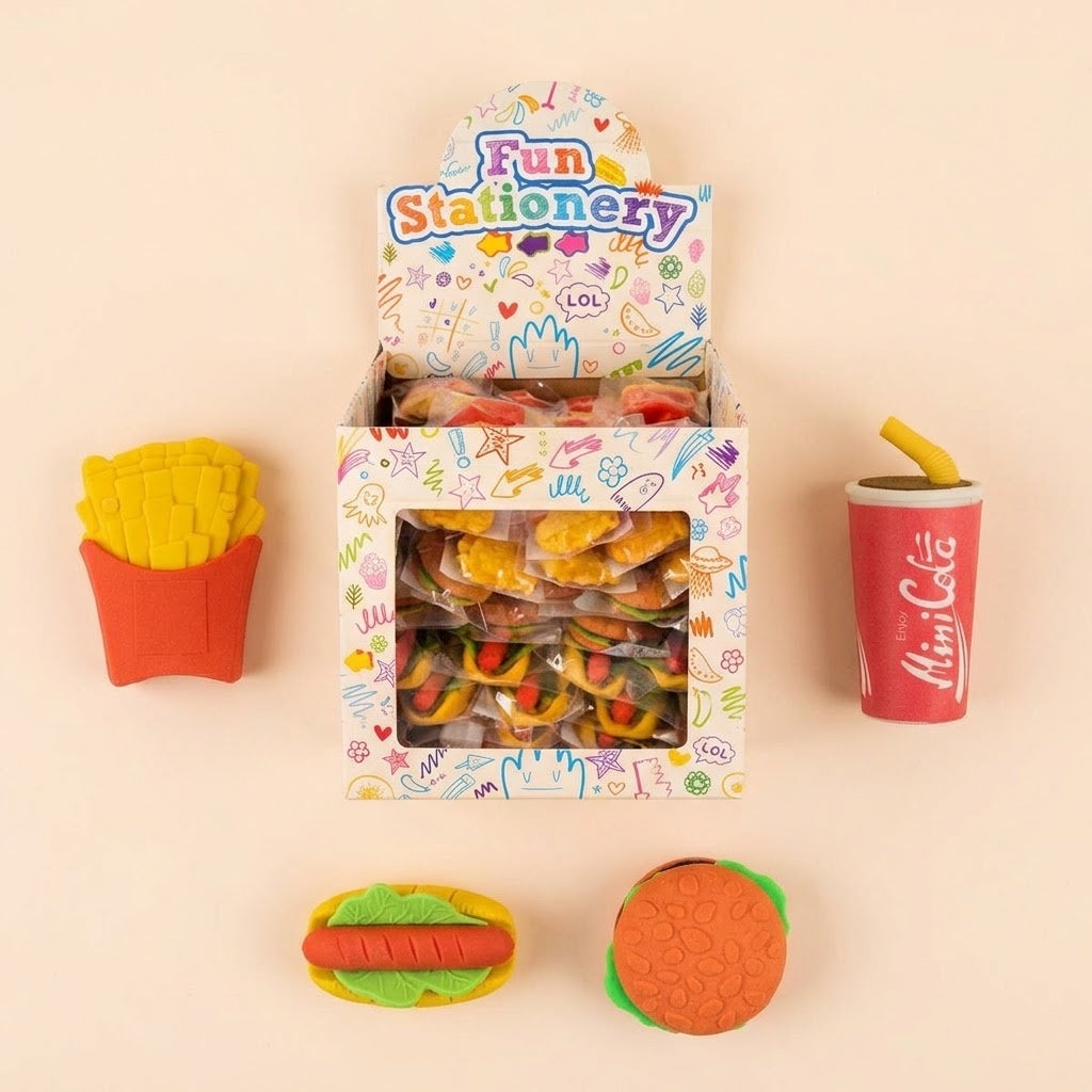 Fast Food Novelty Erasers Burger & Fries 4.5 cm - studio photo