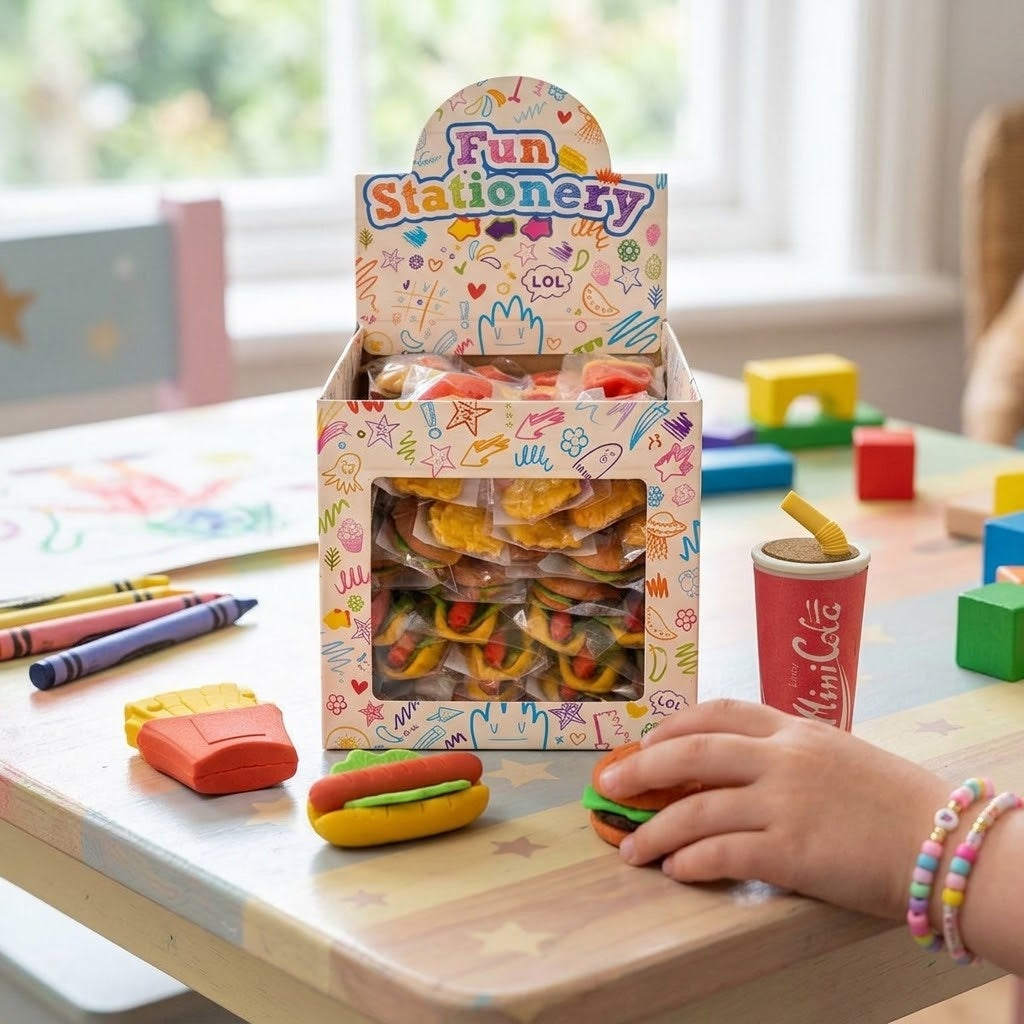 Fast Food Novelty Erasers Burger & Fries 4.5 cm - lifestyle photo