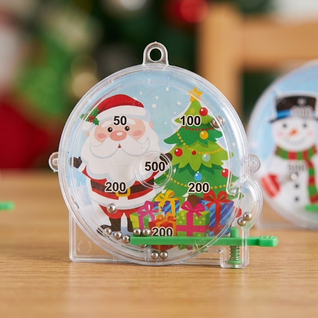 Christmas Mini Pinball Game 5.5 cm Stocking Filler - close-up