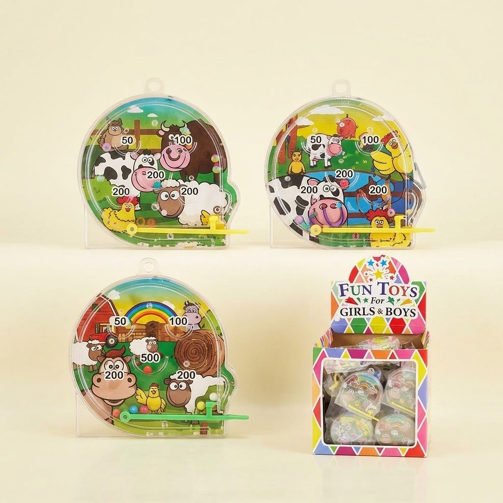 Farm Animals Mini Pinball Game 5.5 cm Party Favour - studio photo