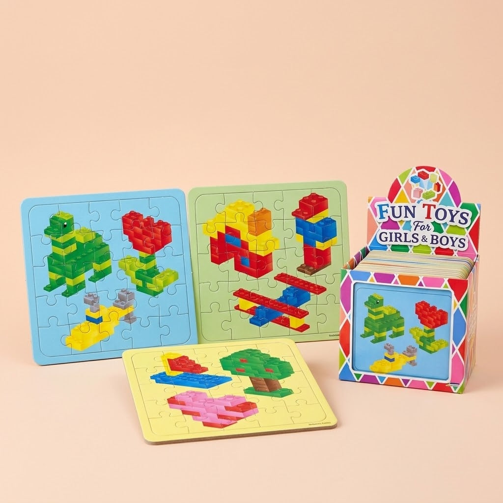 Mini Jigsaw Puzzle Building Bricks Design 13 x 12 cm - studio photo