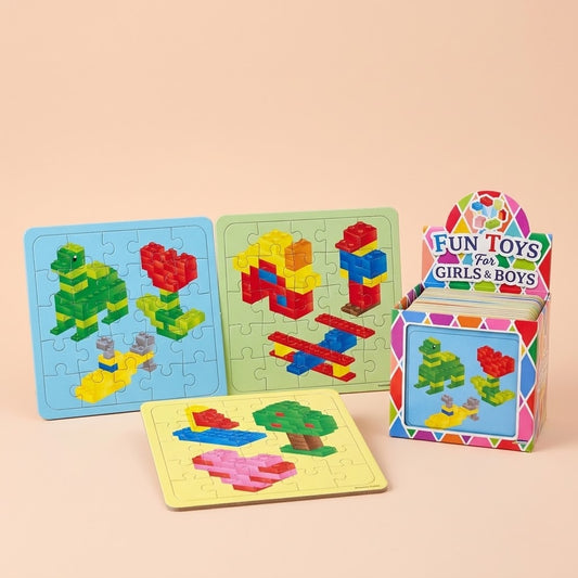 Mini Jigsaw Puzzle Building Bricks Design 13 x 12 cm - studio photo