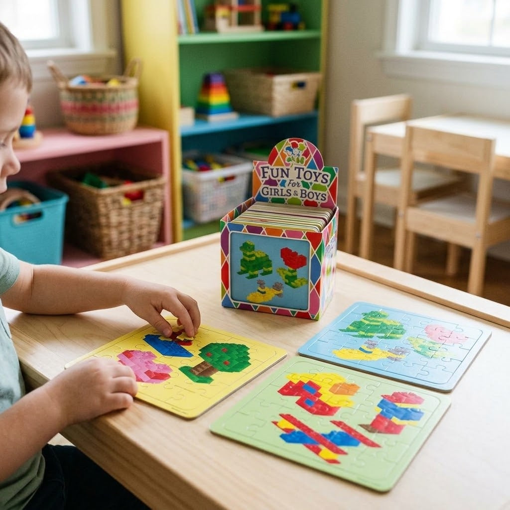 Mini Jigsaw Puzzle Building Bricks Design 13 x 12 cm - lifestyle photo