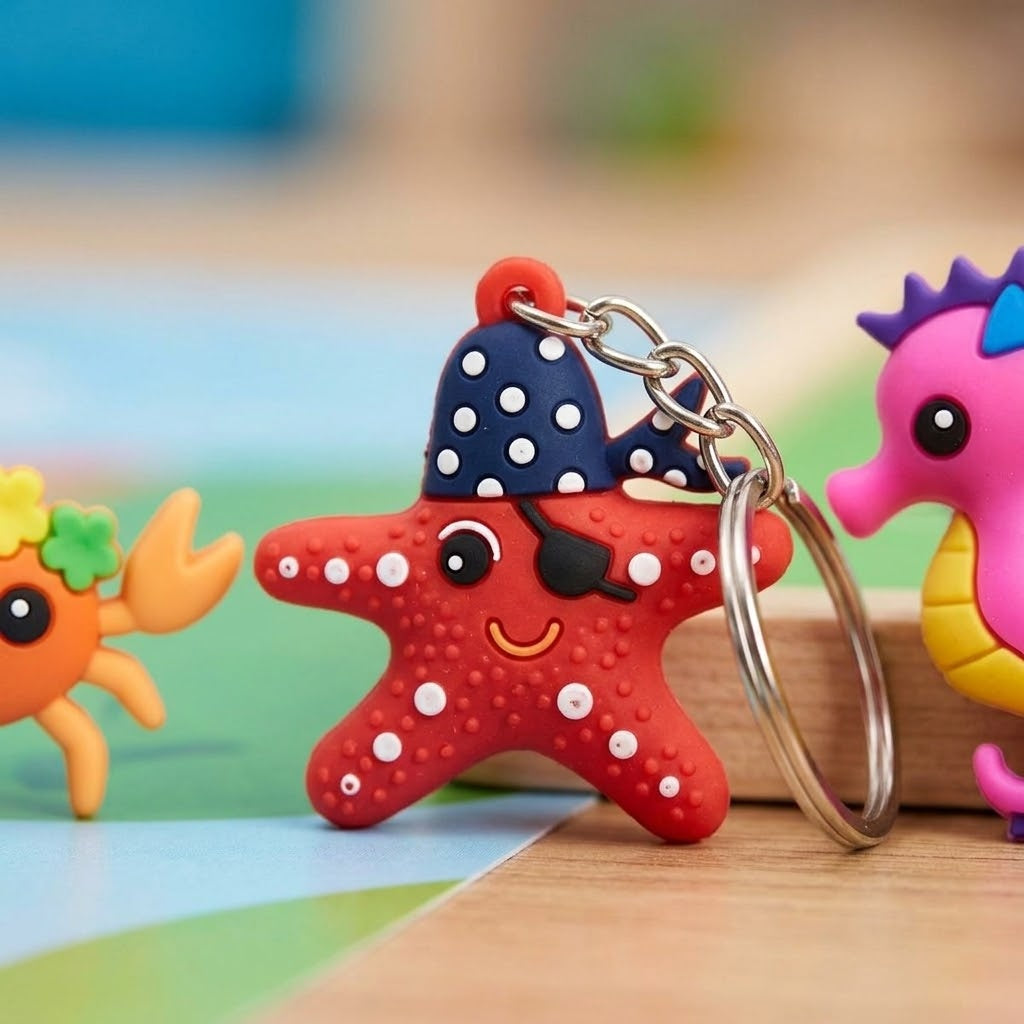 Ocean Animal Keychain Sea Creature Keyring Bulk Pack - close-up