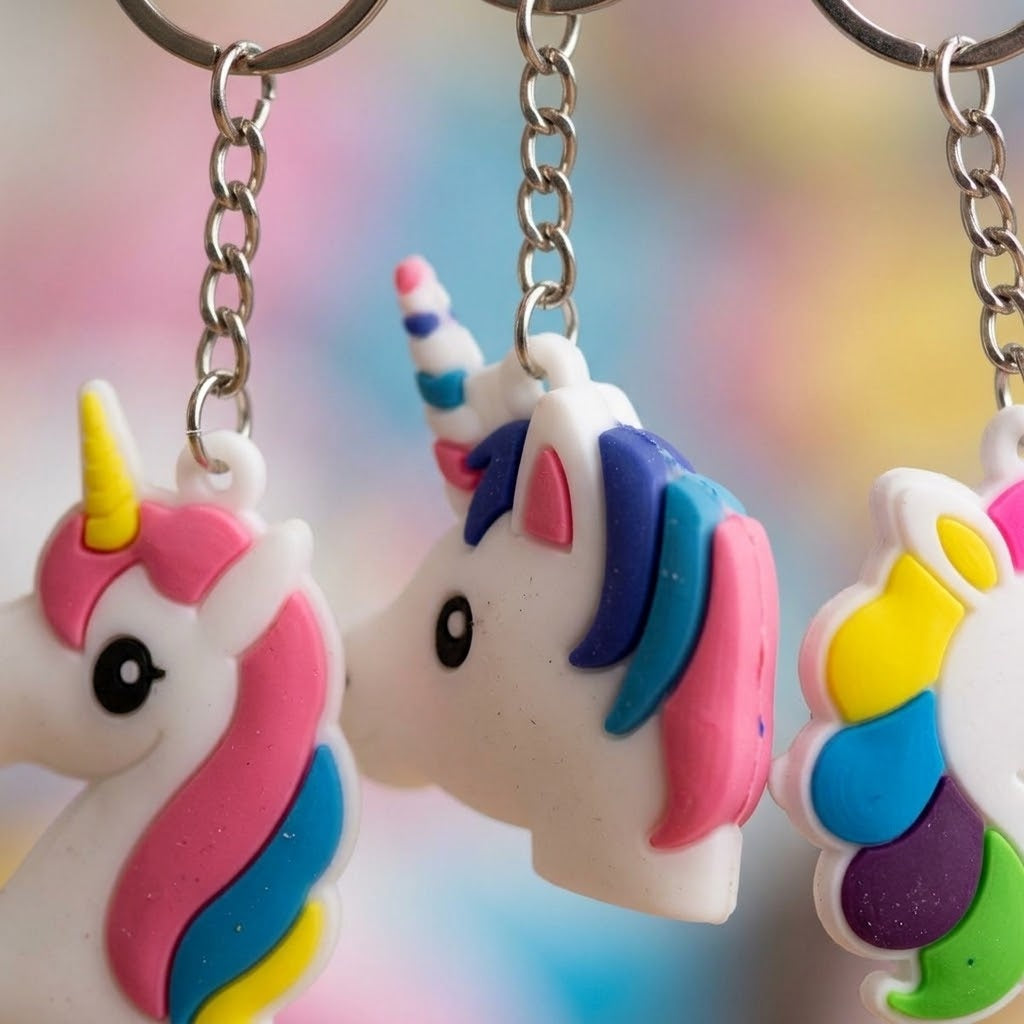 Unicorn Keychain Magical Keyring Party Favour - close-up