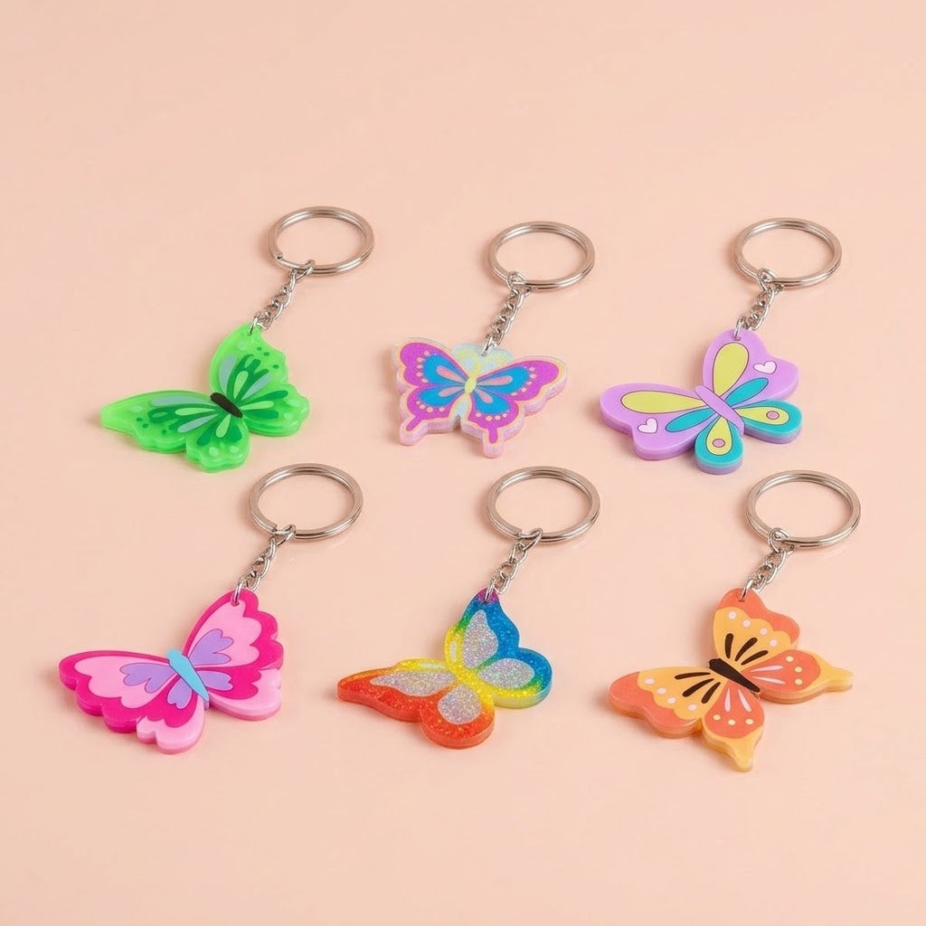 Butterfly Keychain Assorted Styles Keyring Party Favour - studio photo