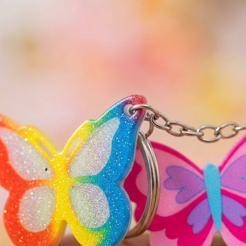 Butterfly Keychain Assorted Styles Keyring Party Favour - close-up