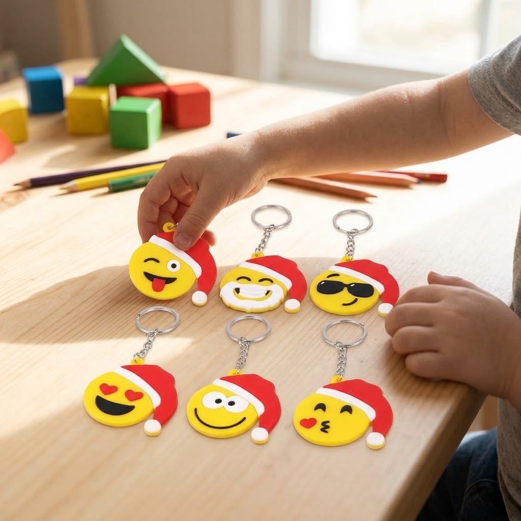 Christmas Emoji Keychain Assorted Designs 5 cm