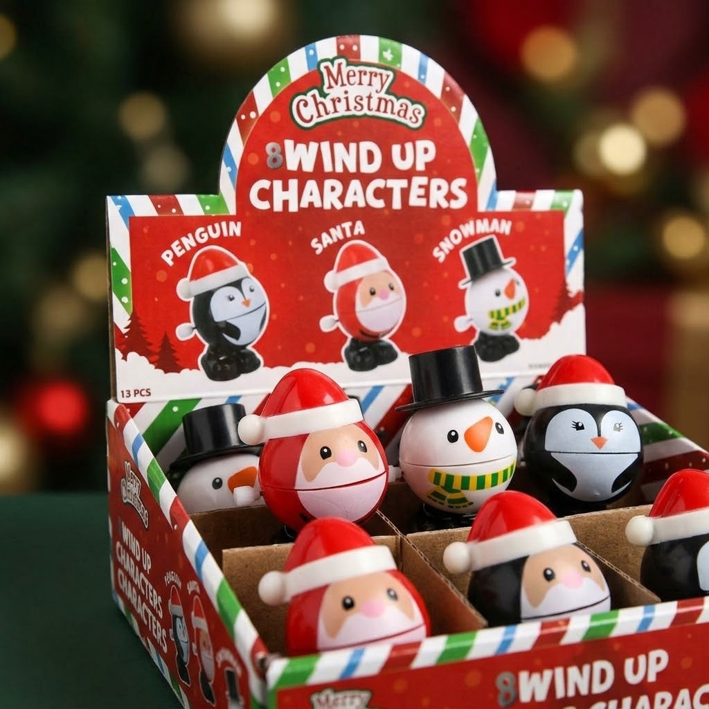 Wind-Up Jumping Christmas Character Toy 6.5 cm - close-up