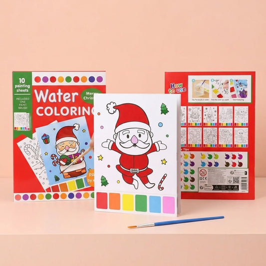 Christmas Water Painting Set 10 Sheets with Brush - studio photo