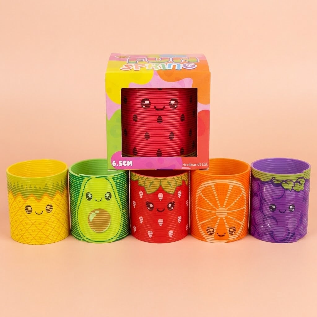 Kawaii Fruit Magic Spring Toy, Ø 6.5 cm - studio photo