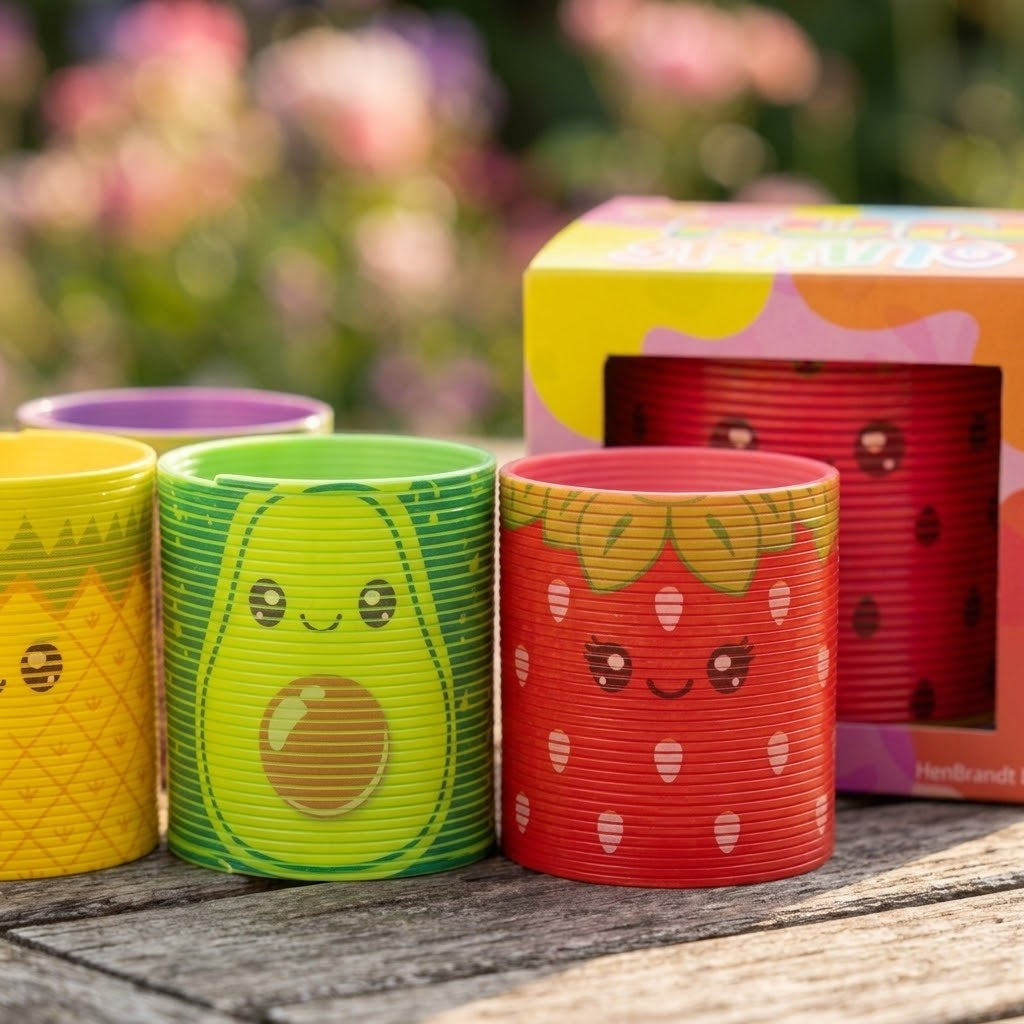 Kawaii Fruit Magic Spring Toy, Ø 6.5 cm - close-up