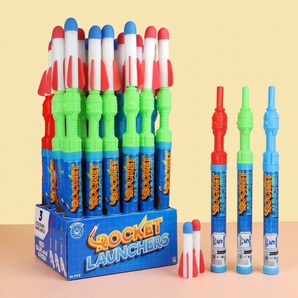 Foam Rocket Launcher Toy 16.5 cm Rocket - studio photo