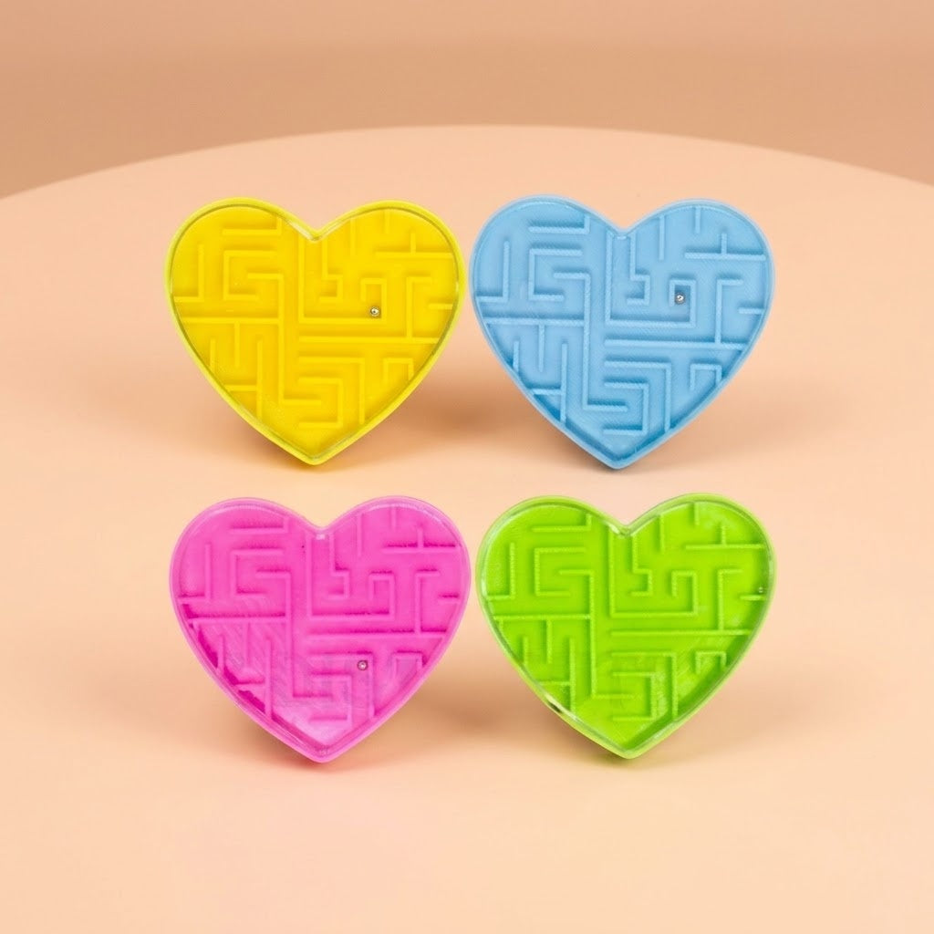 Heart Shaped Mini Maze Puzzle 6 x 6.5 cm - studio photo