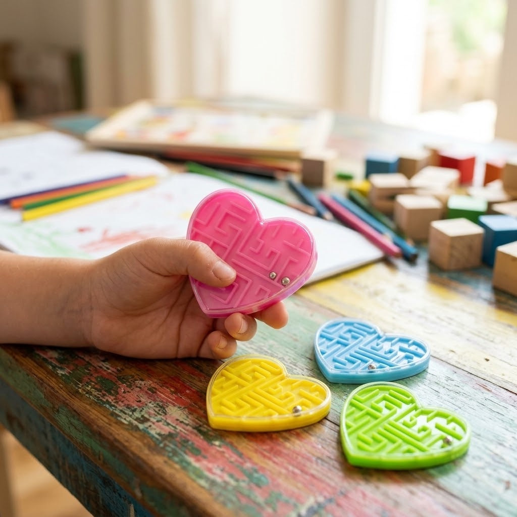 Heart Shaped Mini Maze Puzzle 6 x 6.5 cm - lifestyle photo