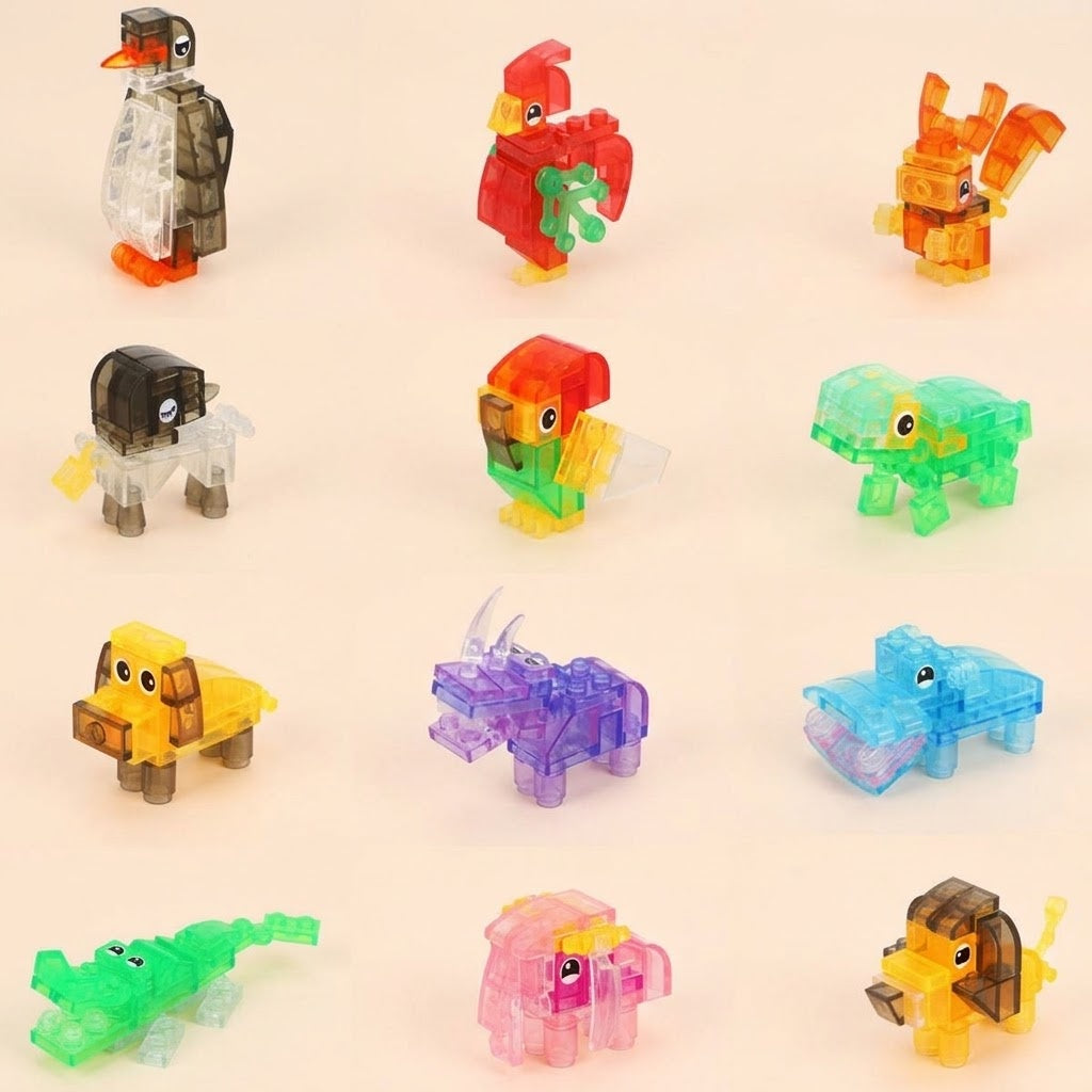 Crystal Animal Compatible Building Bricks Set - studio photo