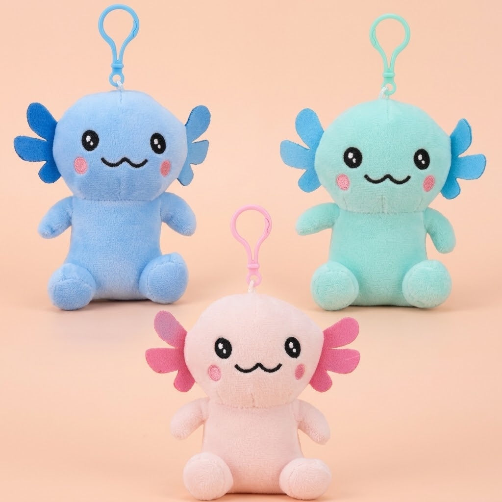 Axolotl Plush Bag Charm, 13 cm - studio photo