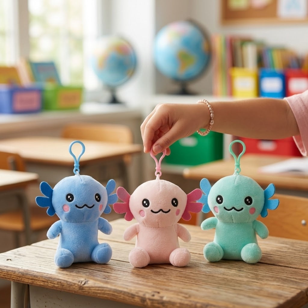 Axolotl Plush Bag Charm, 13 cm - lifestyle photo