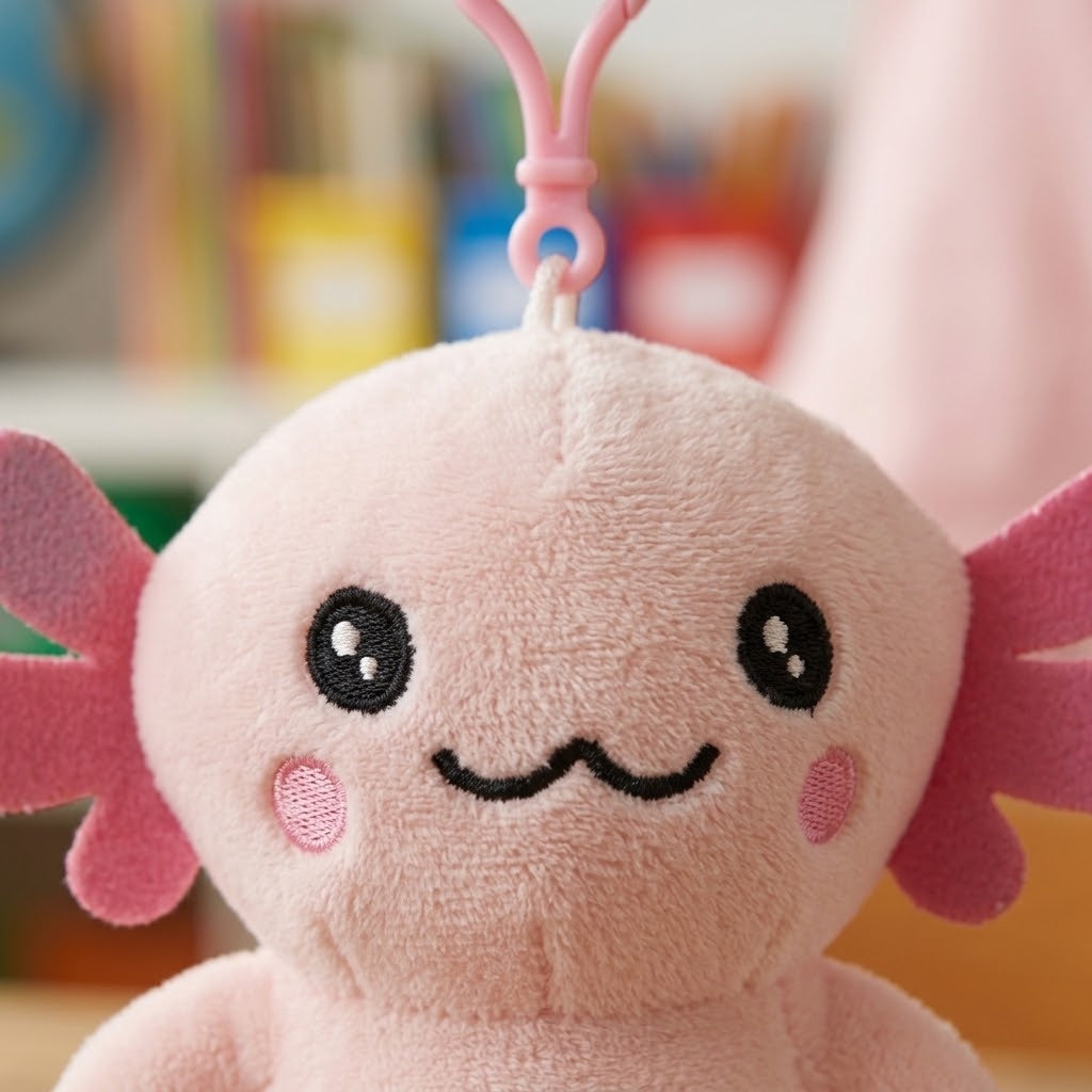 Axolotl Plush Bag Charm, 13 cm - close-up