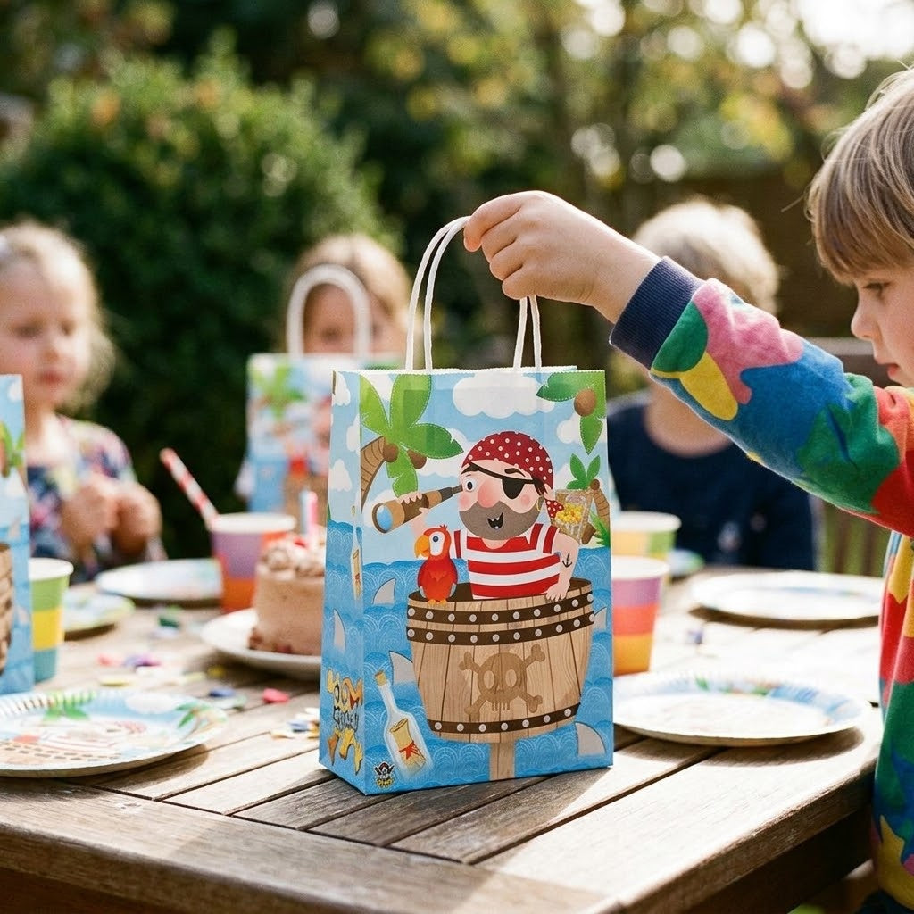 Pirate Paper Party Bags with Handles 21 x 14 x 7 cm - lifestyle photo