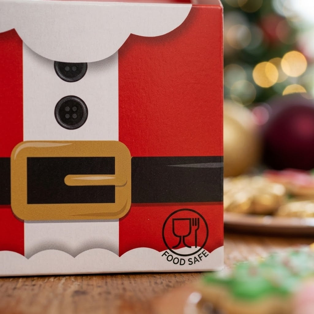 Santa Claus Cardboard Lunch Box with Handle Medium - close-up