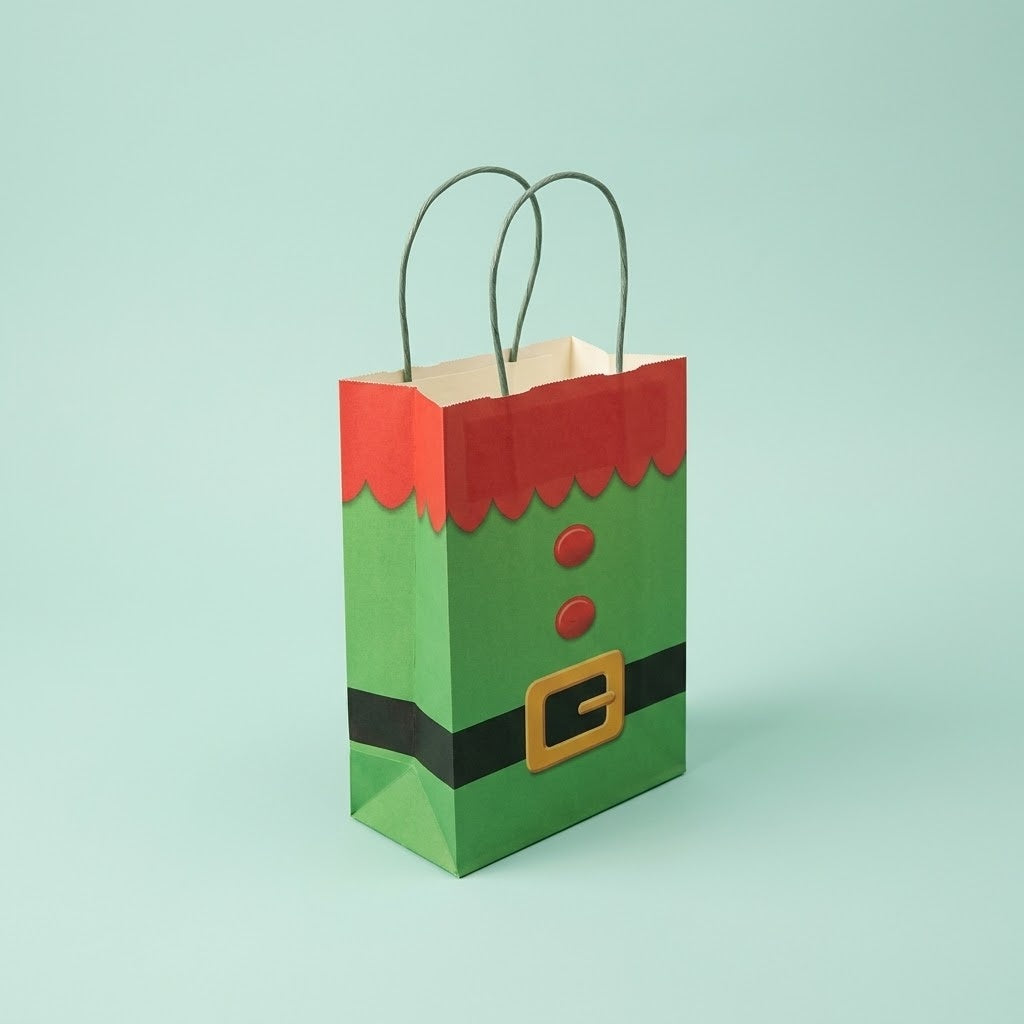 Elf Jacket Paper Gift Bag Christmas - studio photo