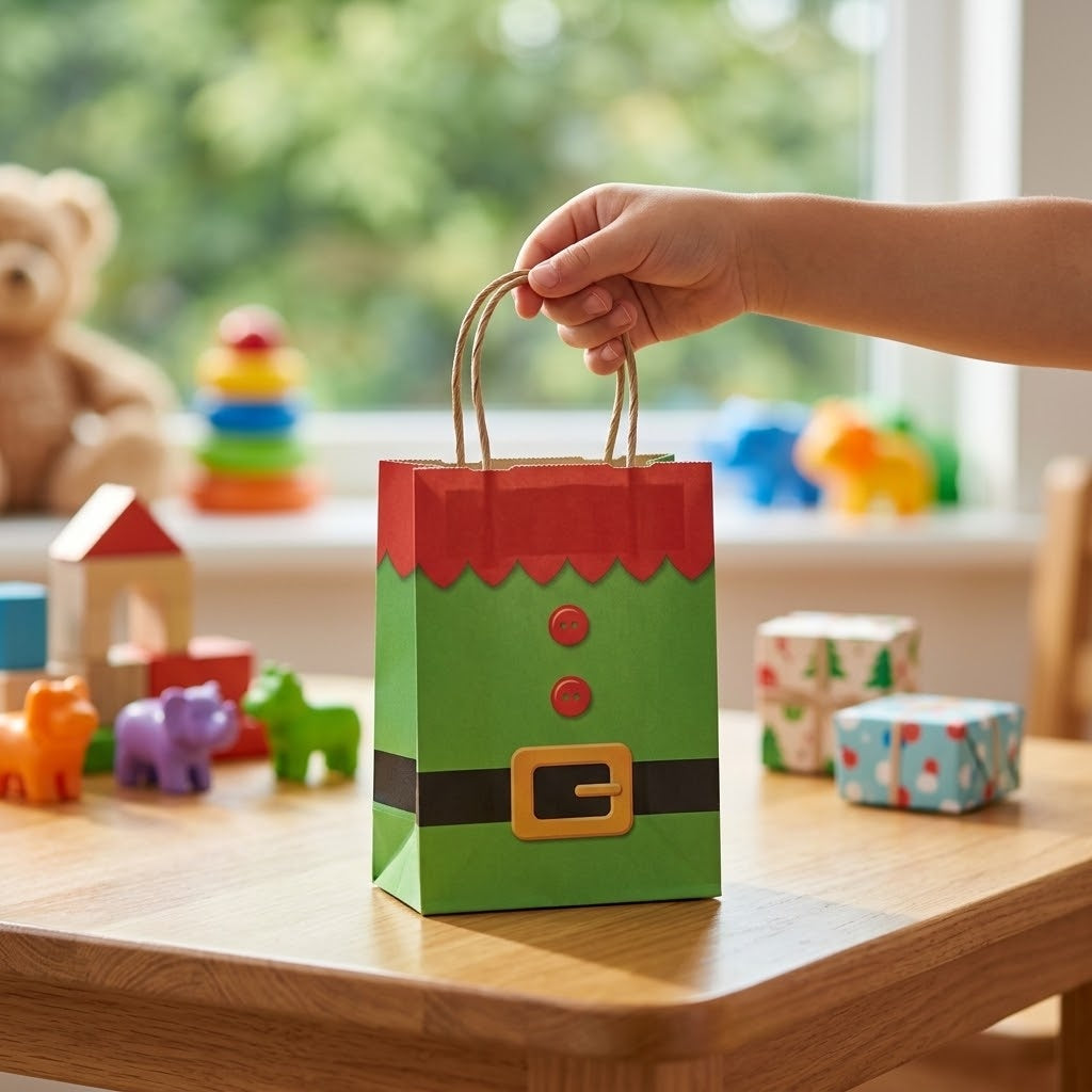 Elf Jacket Paper Gift Bag Christmas - lifestyle photo