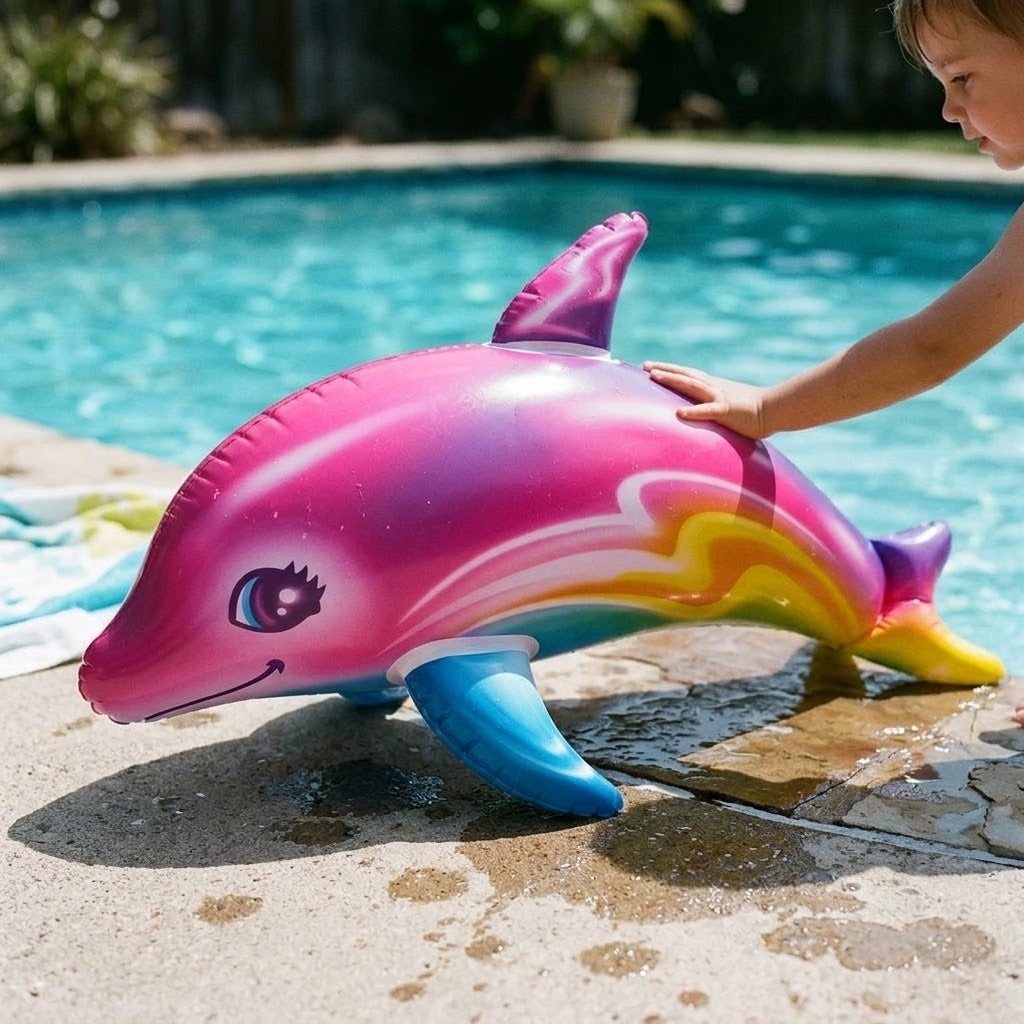 Inflatable Dolphin Ride On Pool Float 87 cm - lifestyle photo