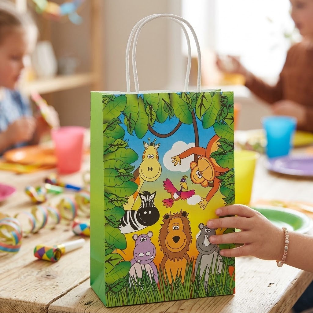 Jungle Animal Paper Party Bag with Handles - lifestyle photo