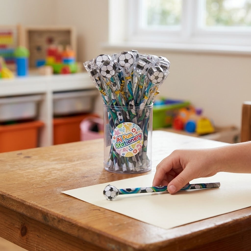 Football Pencil with Eraser Party Bag Filler - lifestyle photo