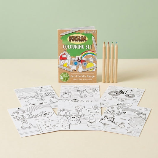 Farm Colouring Kraft Pouch 6 Sheets 4 Pencils - studio photo