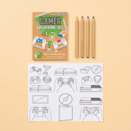 Gamer Colouring Kraft Pouch 6 Sheets 4 Pencils - studio photo