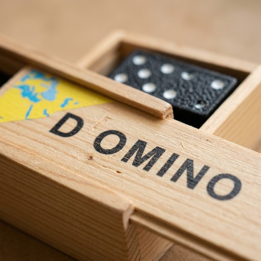 Dominoes Double Six in Wooden Box 15 x 5 cm - close-up