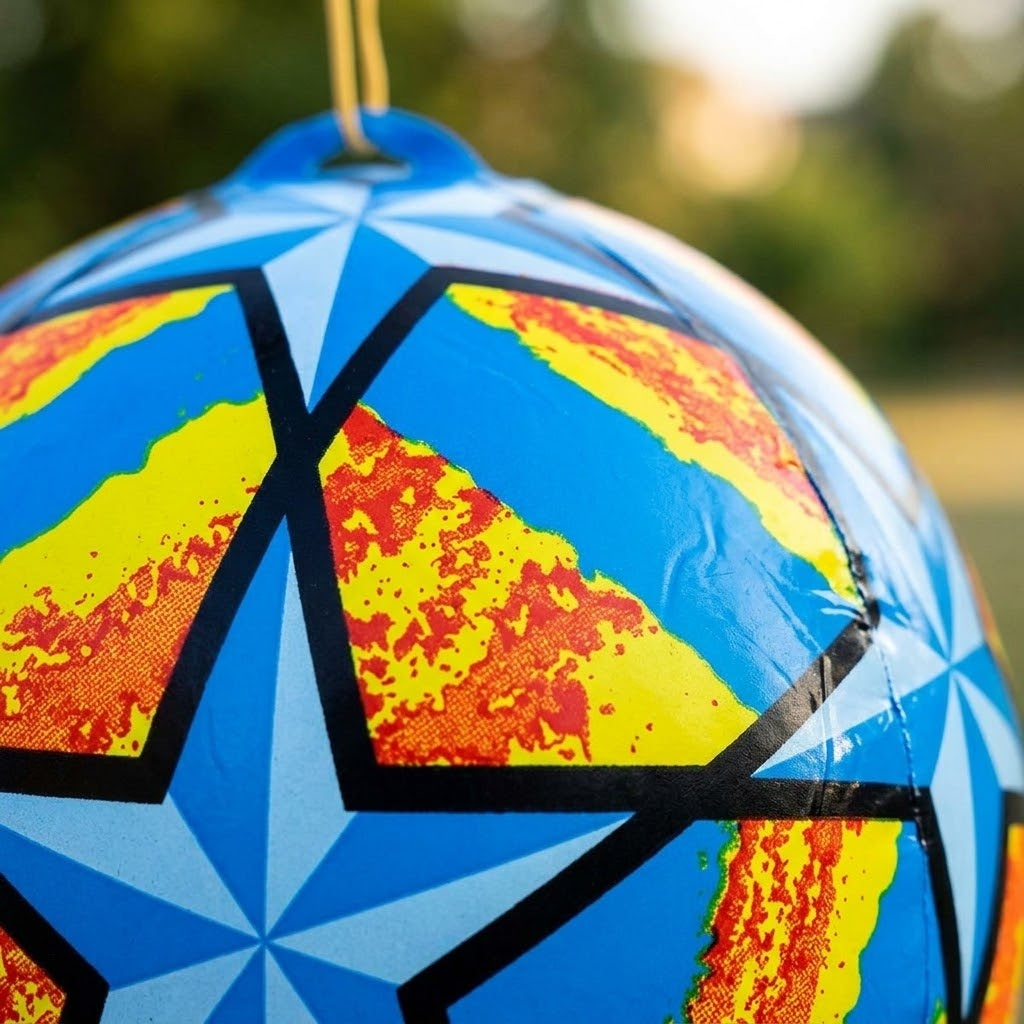 Star Pattern Kick Ball with Carabiner Clip 25 cm - close-up