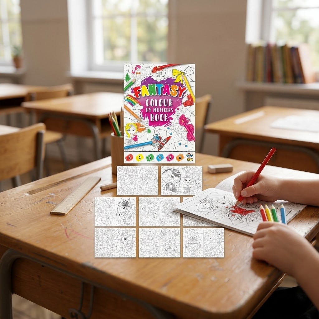 Fantasy Colour by Number Book Kids Activity - lifestyle photo