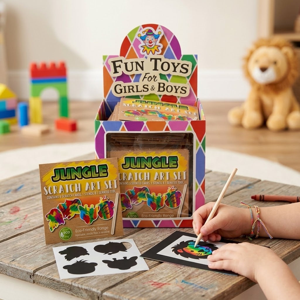 Jungle Animals Scratch Art Kit Kraft Pouch with Stencil - lifestyle photo
