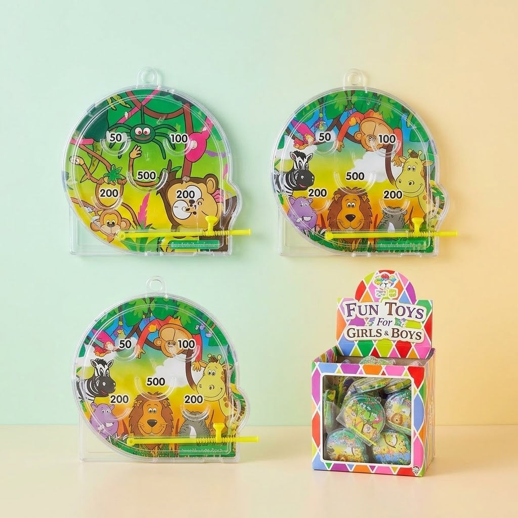 Jungle Animals Mini Pinball Game 5.5 cm Party Favour - studio photo
