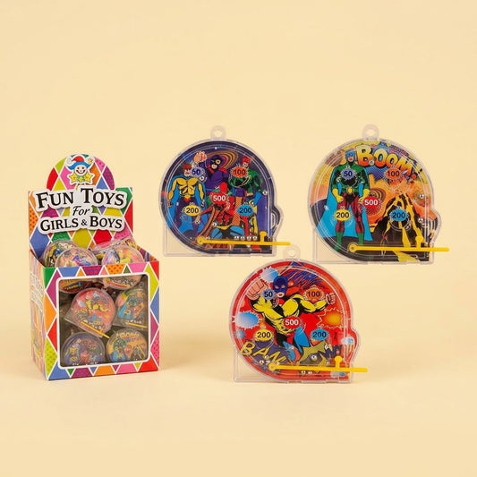 Superhero Mini Pinball Game 5.5 cm Party Favour - studio photo